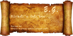 Birkás Gábor névjegykártya